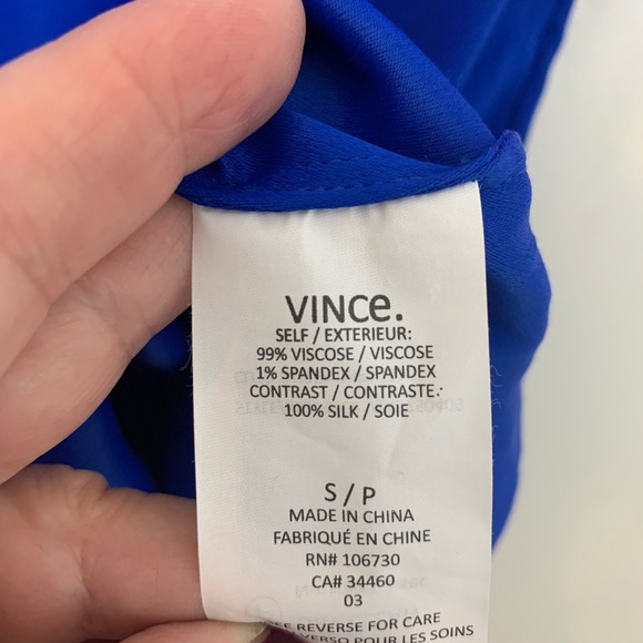 Vince Split V-Neck Cobalt Blue Shift Dress size S - Picture 7 of 8